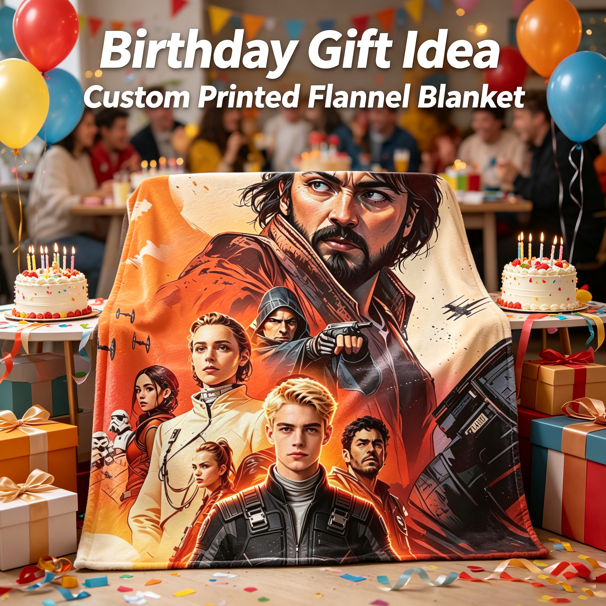 Custom Face Blanket Star Wars Character Portrait Flannel Blanket Perfect for Fans and Collectors Ideal Gift or Giveaway Item