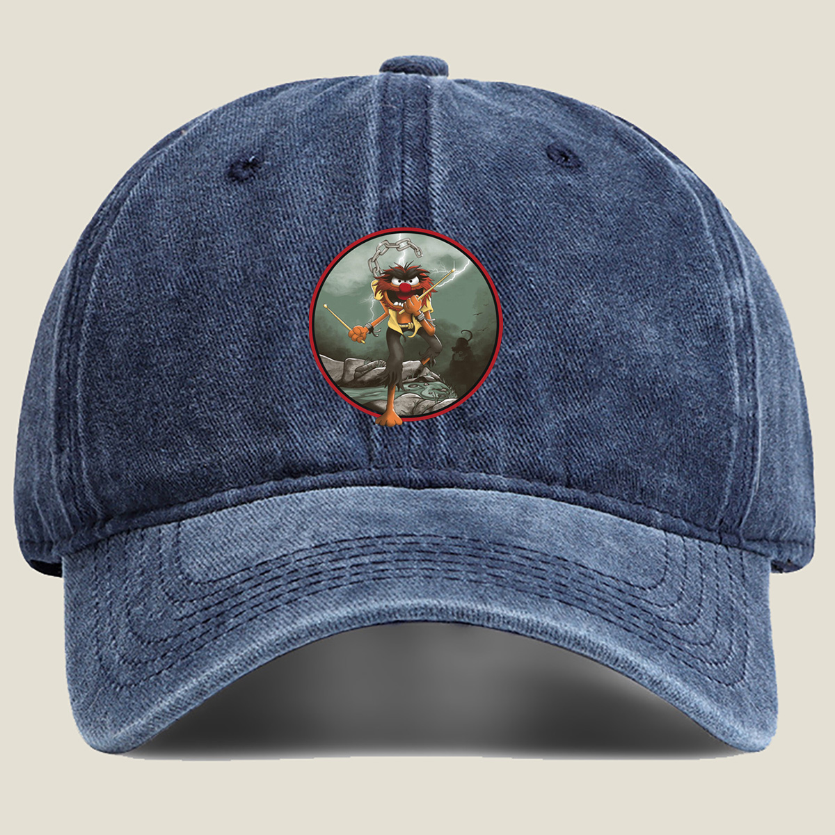 Iron Mayhem: The Drummer - Animal from The Muppets - Washed Denim - Baseball Cap