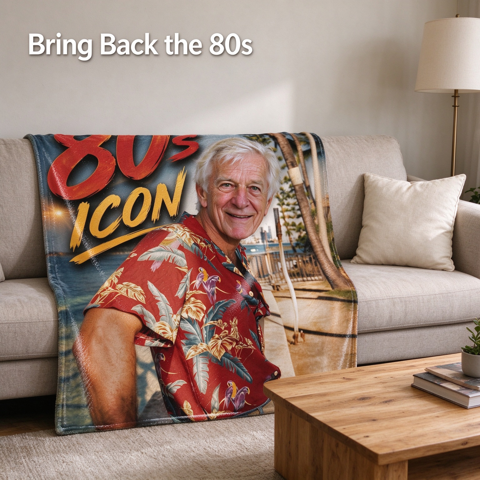 Custom Photo Face Blanket Ultra Soft Flannel Fleece Throw Personalized Retro 80s Gift for Family Couch and Bed