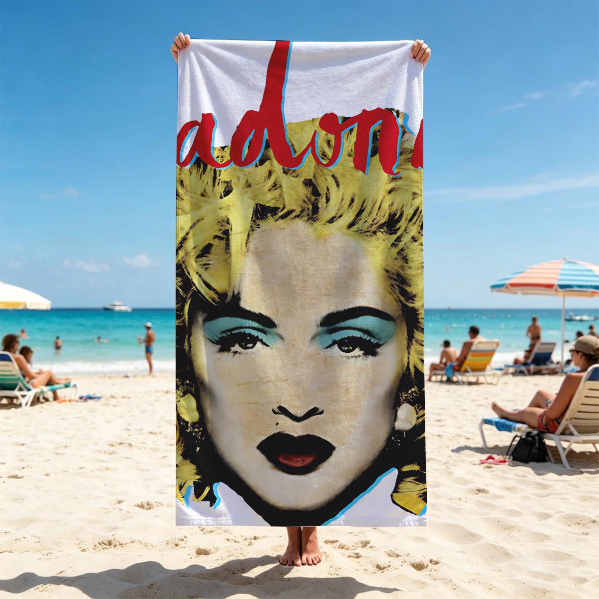 Madonna - Iconic Pop Star Portrait - Beach towels