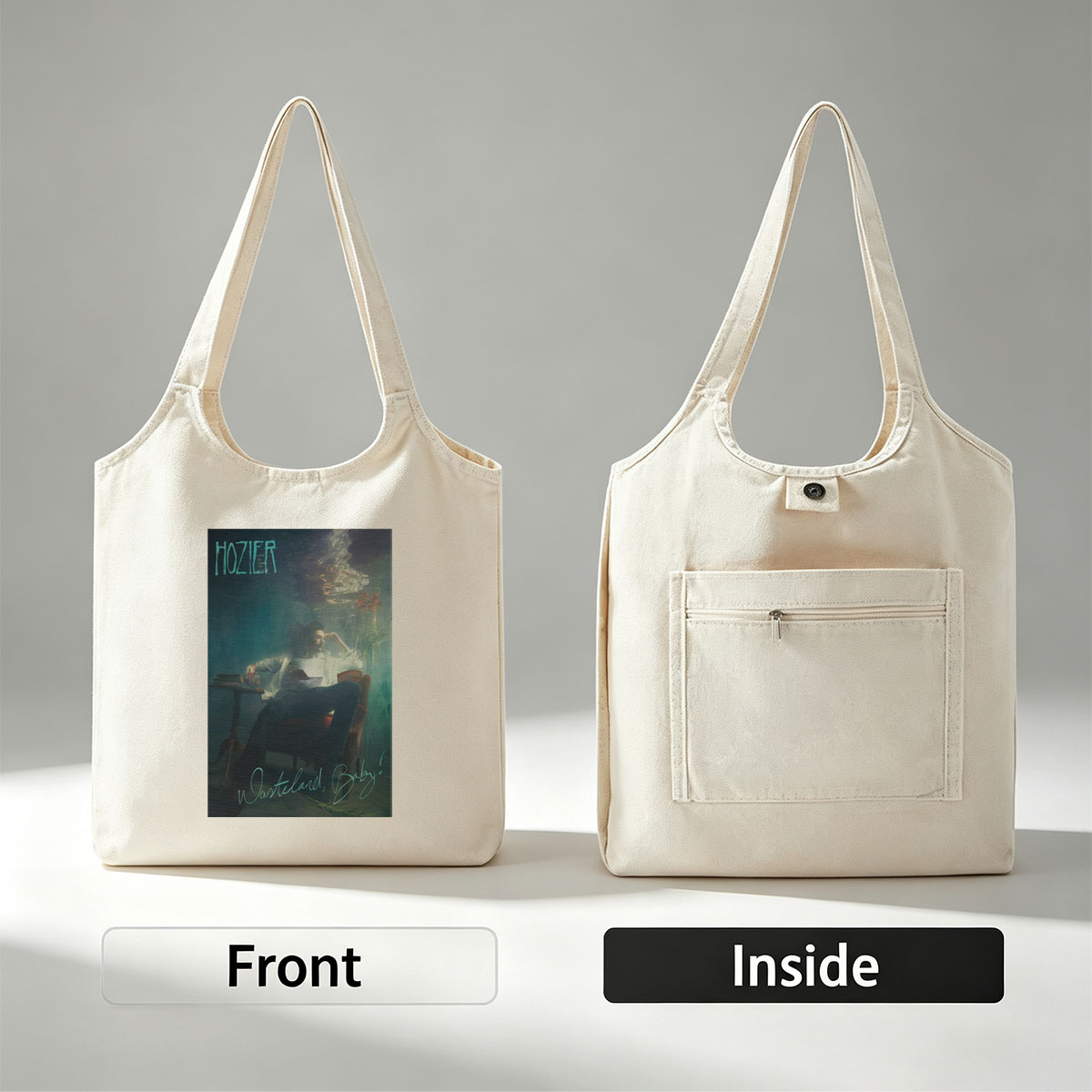 Hozier Underwater Scene with Man in Chair Reading Books and Flowers Floating - Canvas shoulder bags/