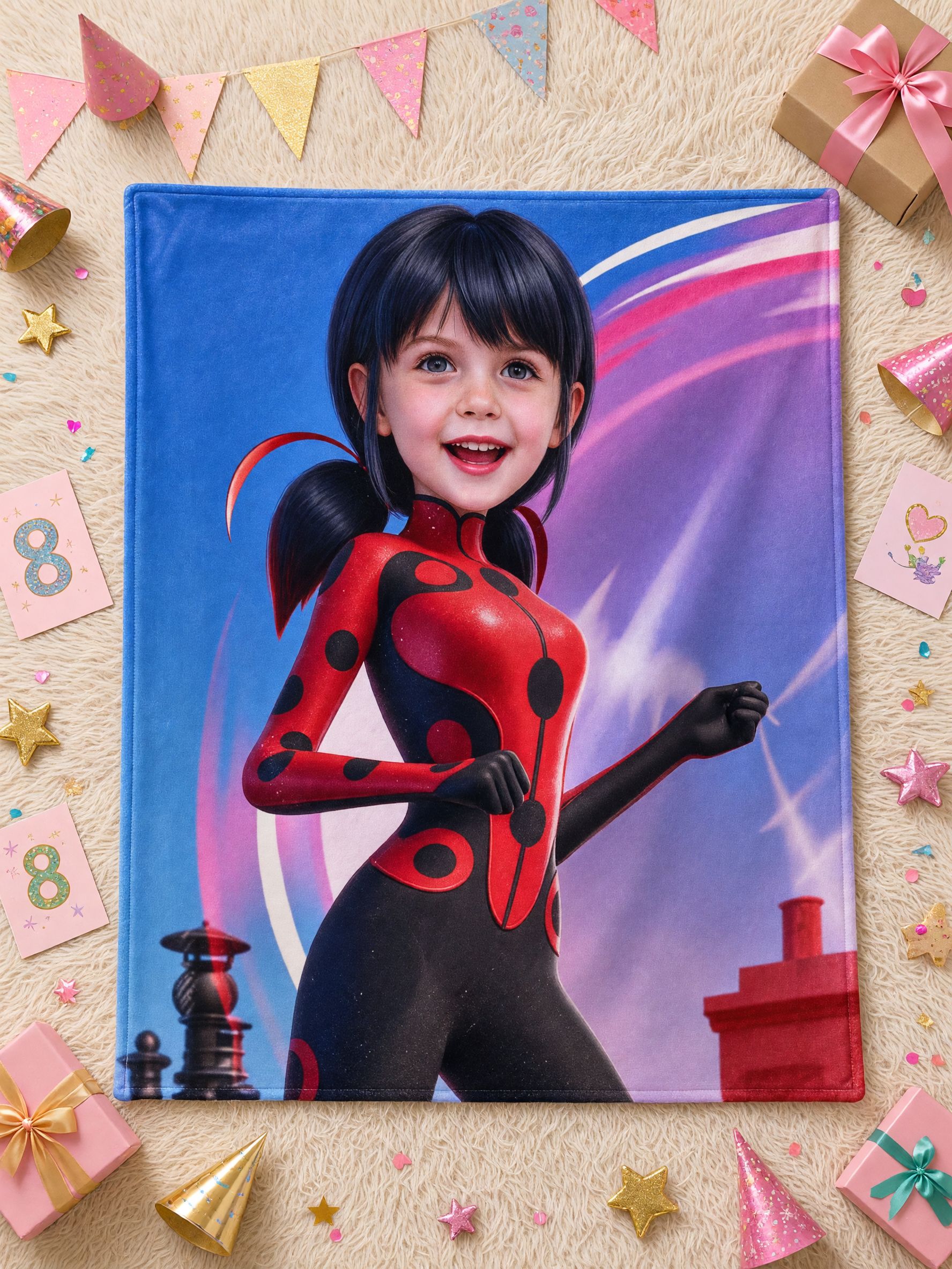 Custom Face Photo Blanket Personalized Superhero Flannel Throw Warm Soft Fleece Cover Ideal Gift for Kids and Family