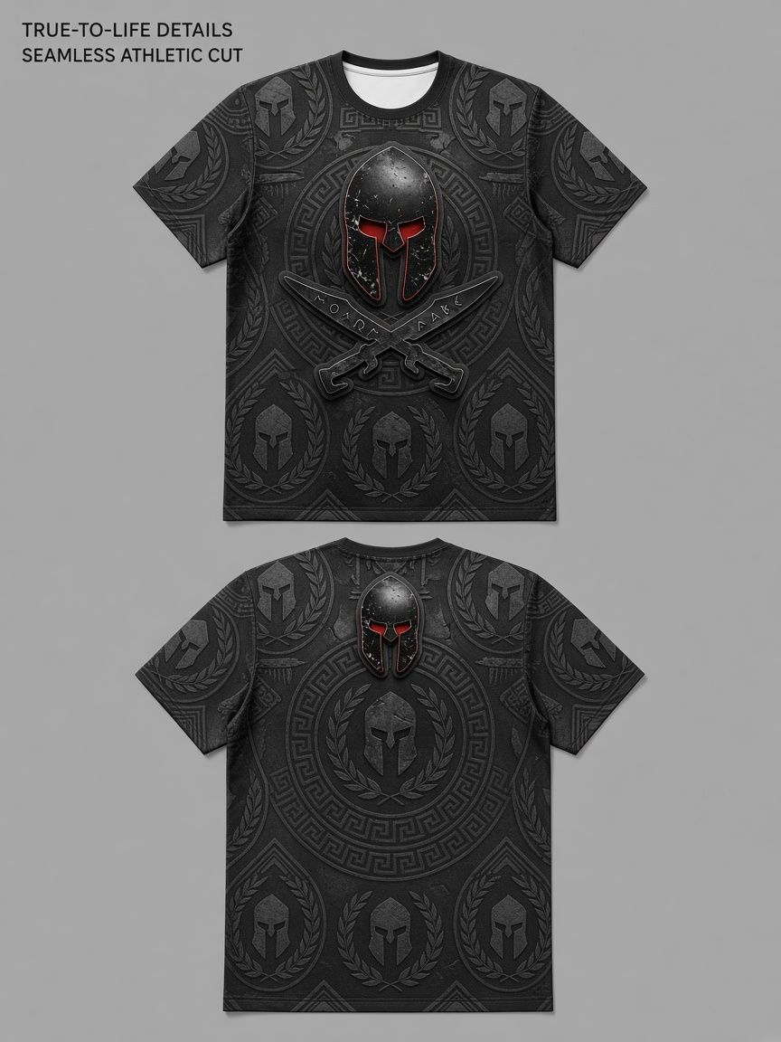 Spartan Helmet Molon Labe 3D Optical Illusion Graphic Tee Breathable Athletic Mesh T-Shirt for Casual and Sports Wear