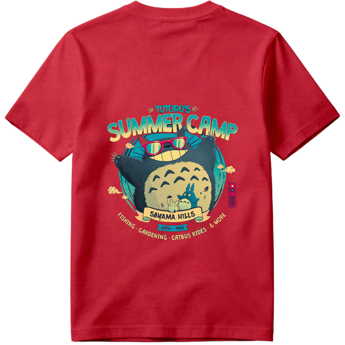 Totoro's Summer Camp: Totoro, Little Totoros, and Catbus in Sakama Hills - Tee