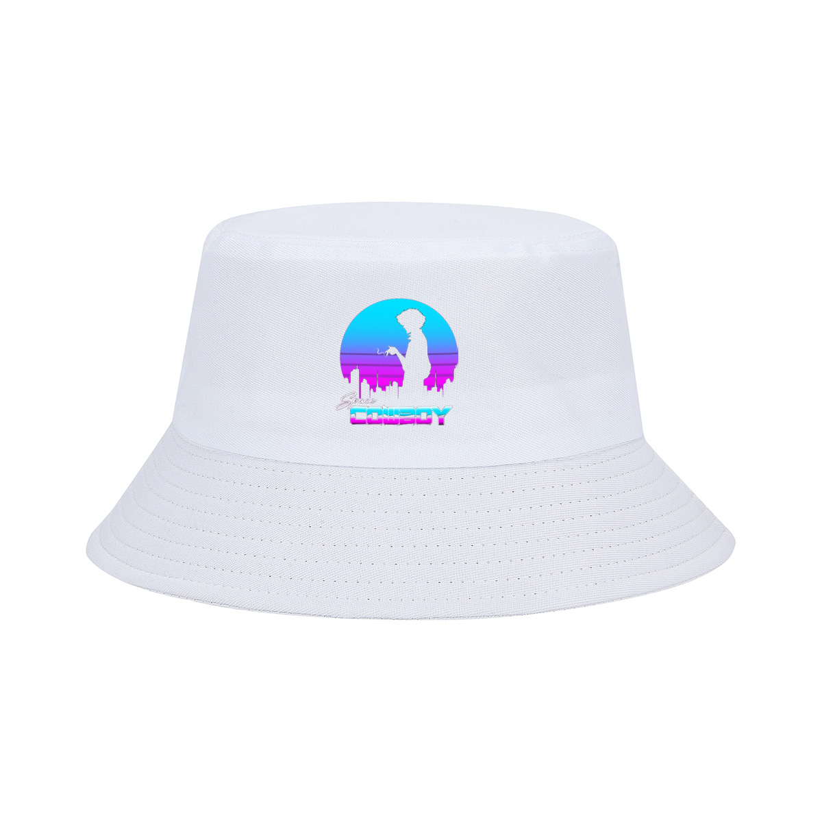 Space Cowboy - Silhouette of a Man Against a Retro-Futuristic Cityscape - Fisherman's Hat