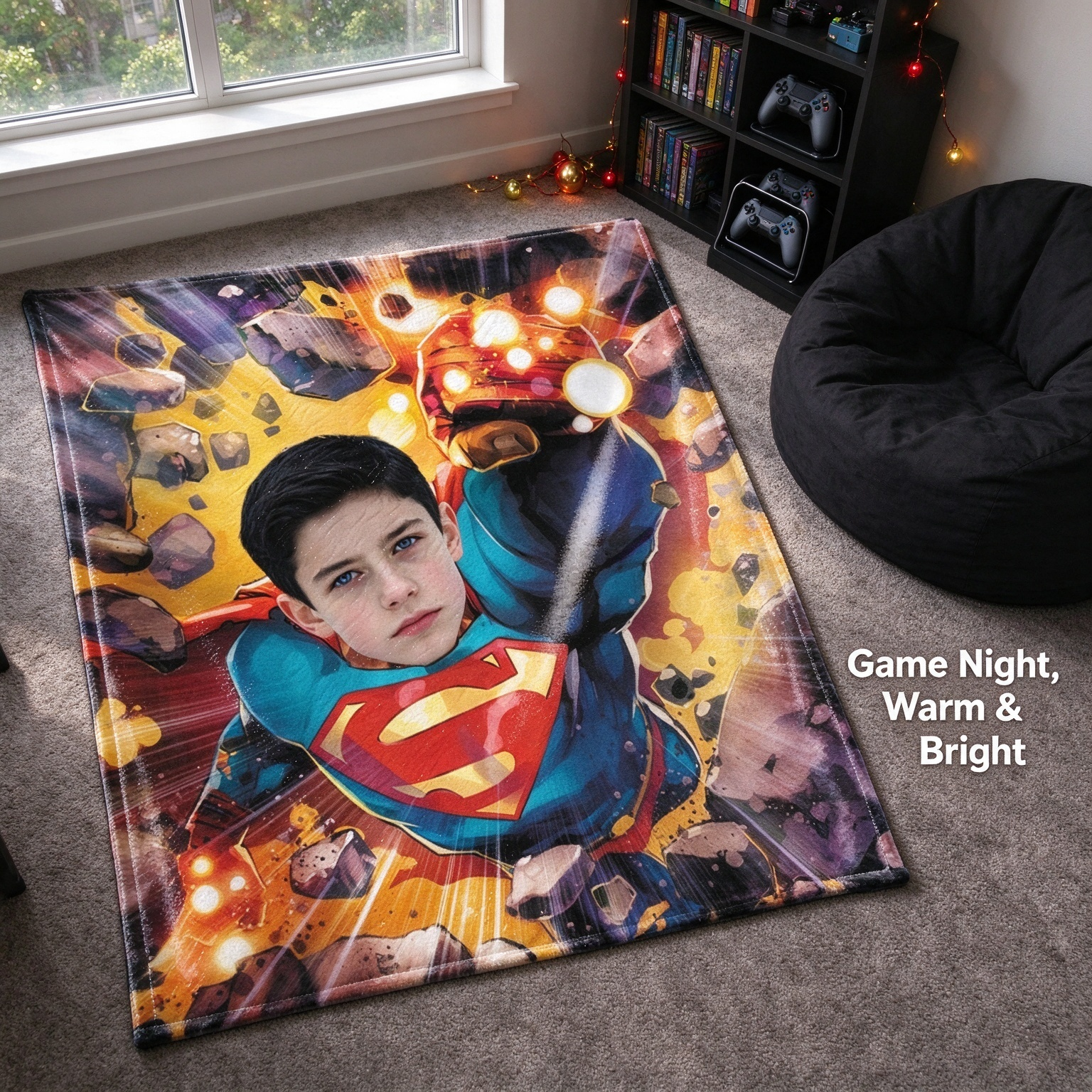 Custom Photo Face Superhero Flannel Blanket Ultra Soft Anti Pilling Plush Fleece Throw Personalized Keepsake Gift for