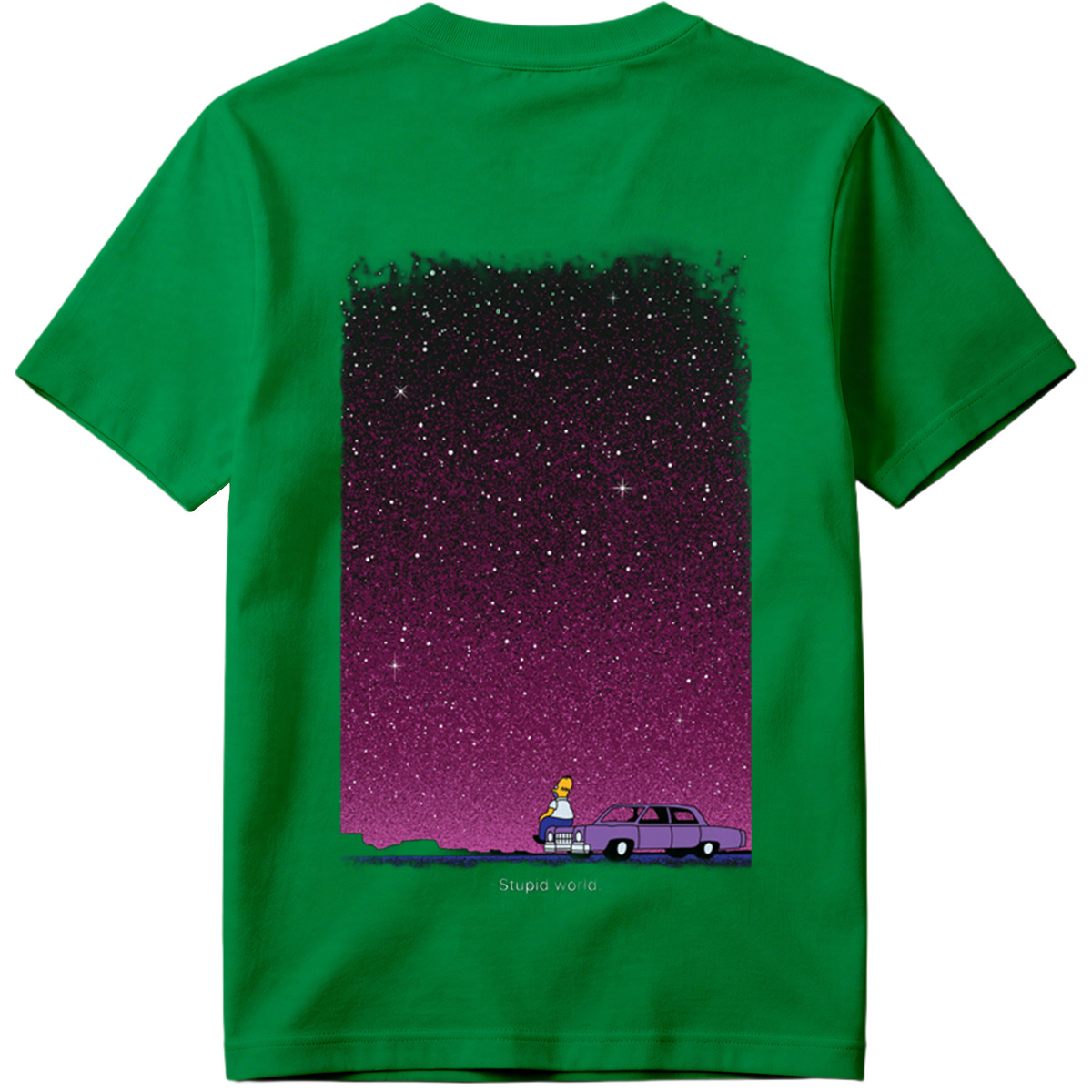 Homer Simpson Stares at the Stars in a Purple Sky - Tee