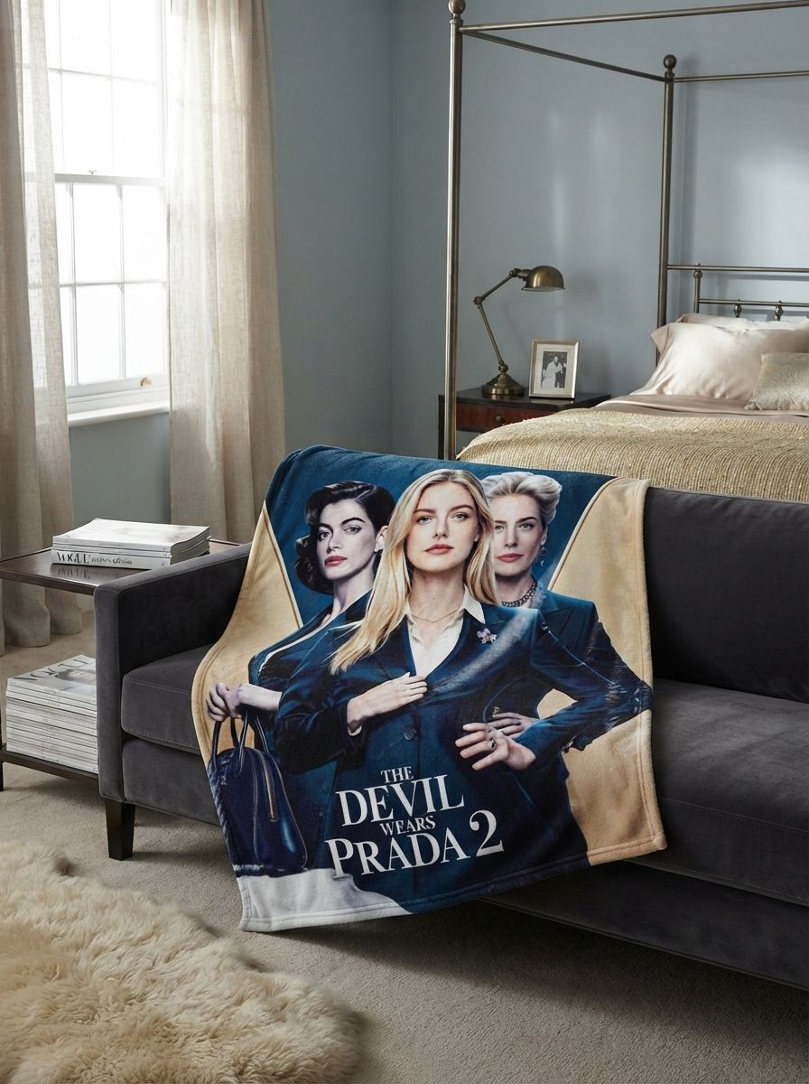 Custom Photo Face Blanket Personalized Movie Poster Graphic Flannel Fleece Throw Soft Skin-Friendly Anti-Pilling Cozy