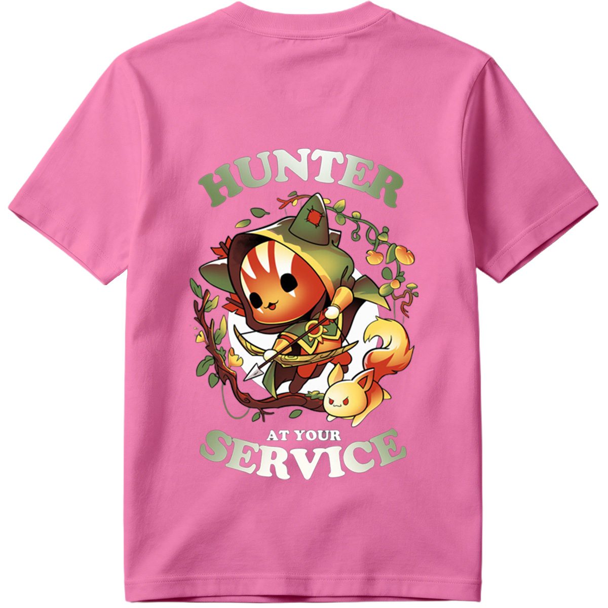 Hunter at Your Service - Chibi Archer and Fox Companion - Tee