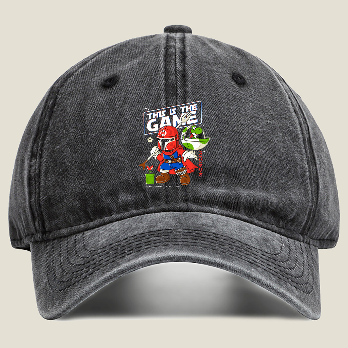 Super Mario Meets Mandalorian: This Is The Game - Washed Denim - Baseball Cap