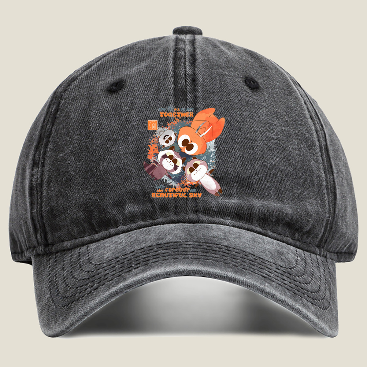 Kiff and Friends Fly Together Into the Forever Beautiful Sky - Washed Denim - Baseball Cap