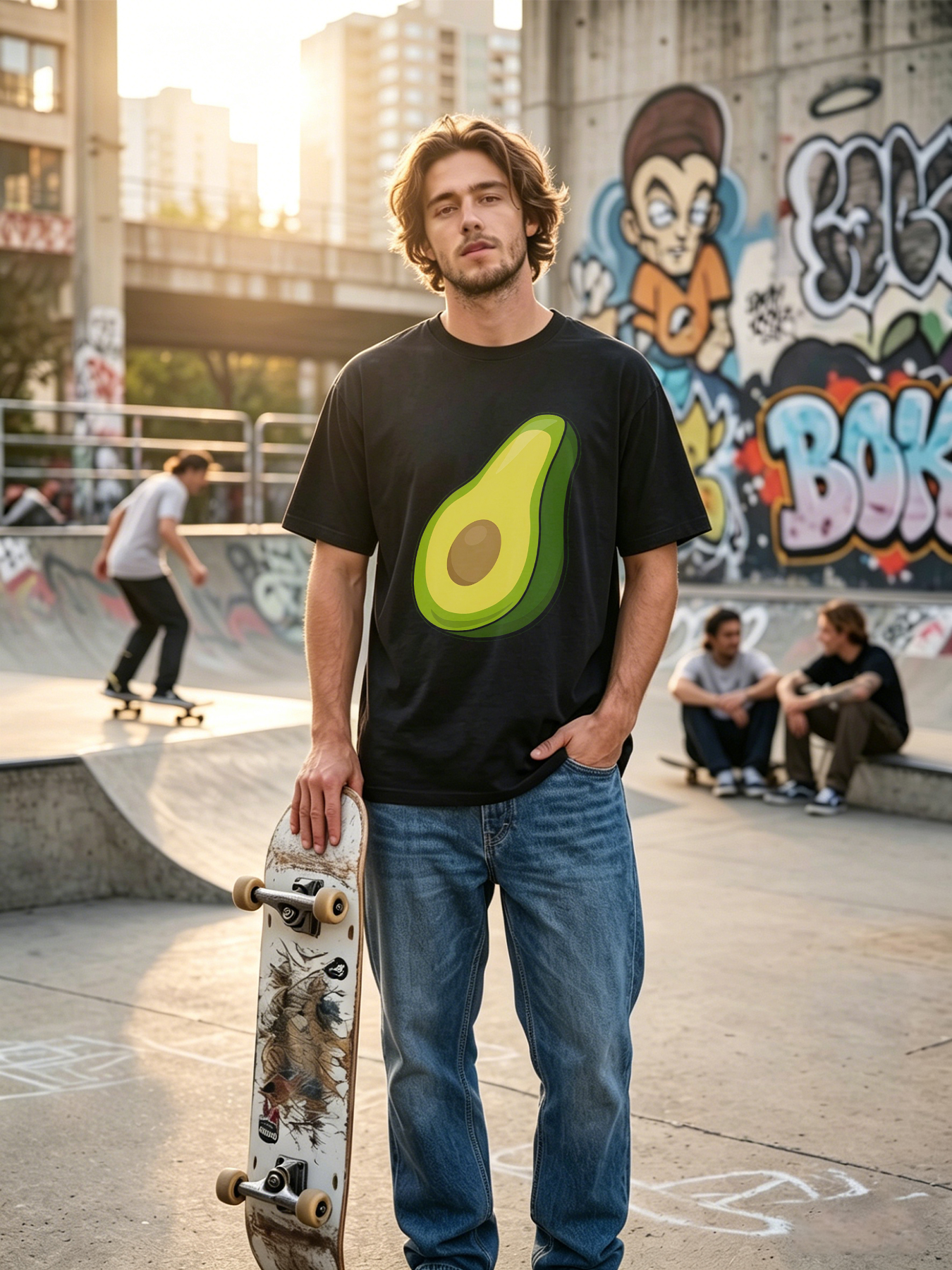 Men's Avocado Print T-Shirt Funny Fruit Graphic Casual Round Neck Summer Lightweight Breathable Short Sleeve Tee for Outdoor Activities and Daily Wear Adults
