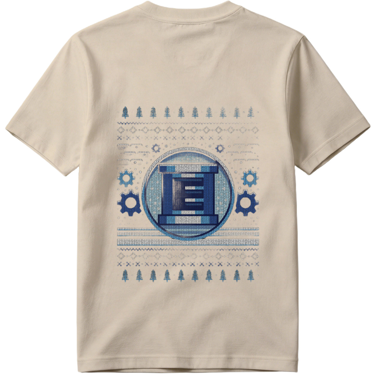 Pixel Winter Emblem: Column & Gears Holiday Design - Tee