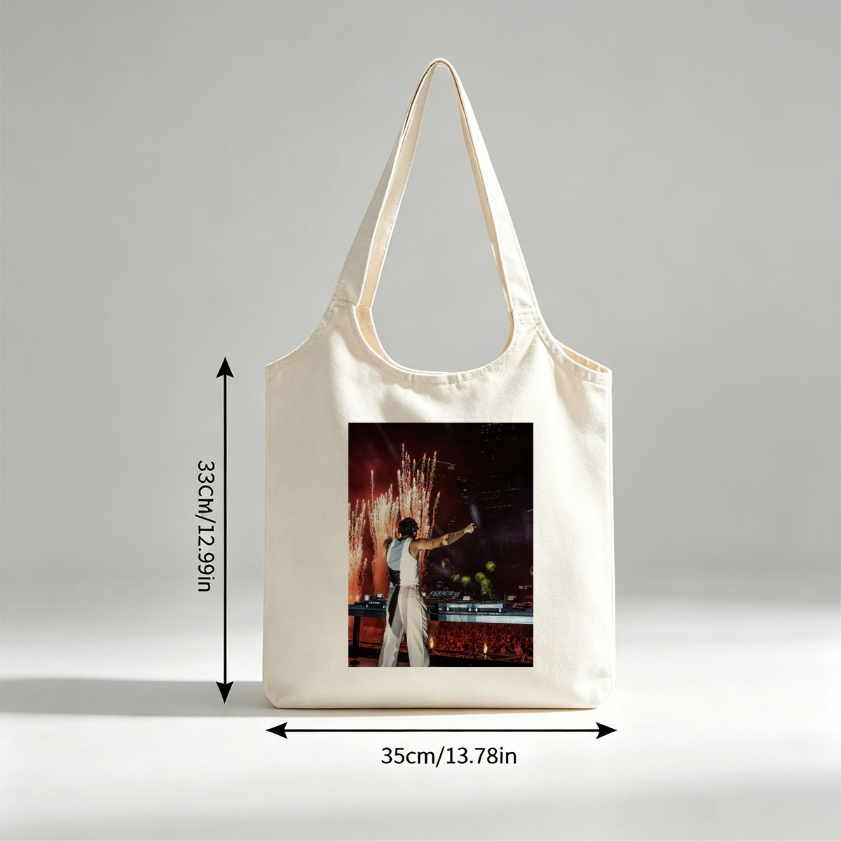 Martin Garrix Live Performance with Fireworks and Crowd at Nighttime Concert - Canvas shoulder bags/