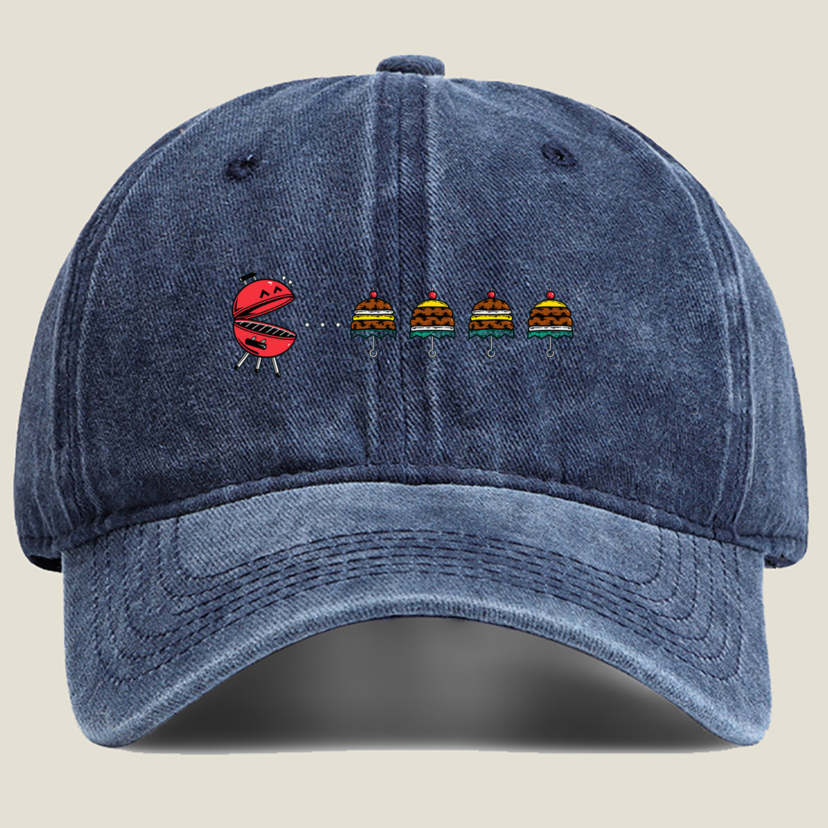 Grill and Cake Characters - Washed Denim - Baseball Cap