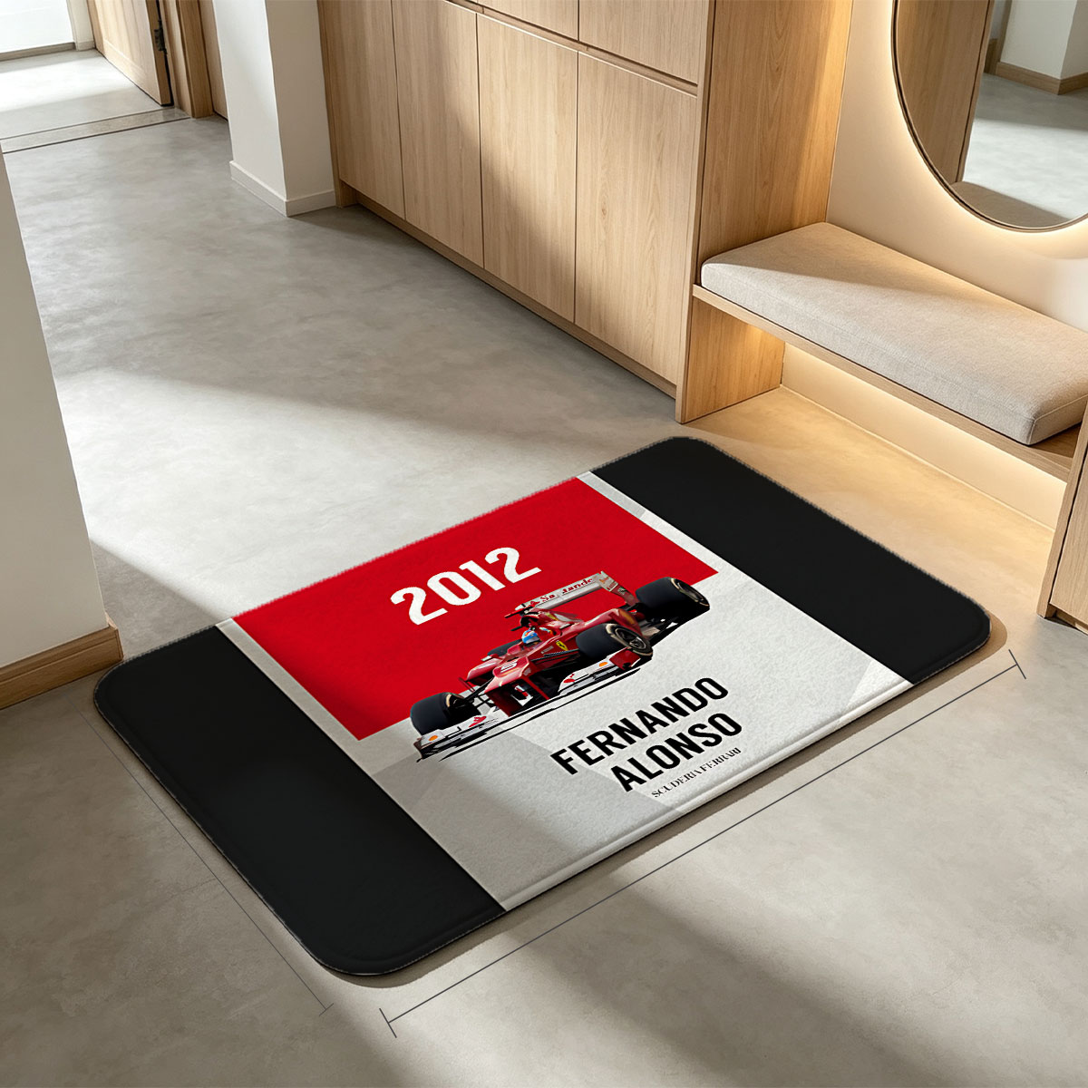 Fernando Alonso 2012 Scuderia Ferrari F1 Racing Car - Flannel floor mat