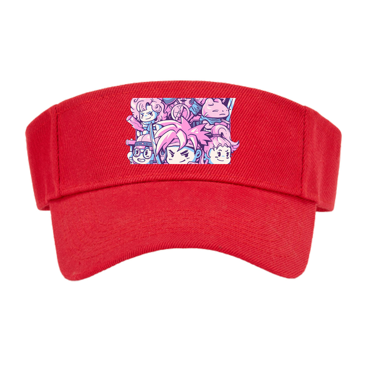 Chibi Characters in Pink and Blue with Clockwork Background -  Visor cap