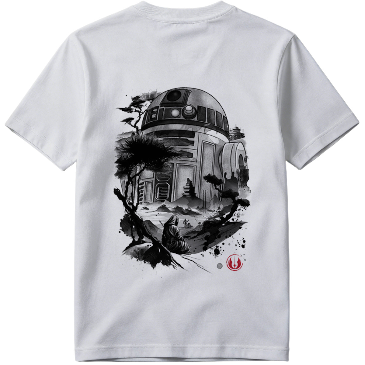 Star Wars: R2-D2 and Jedi in Serene Landscape - Tee