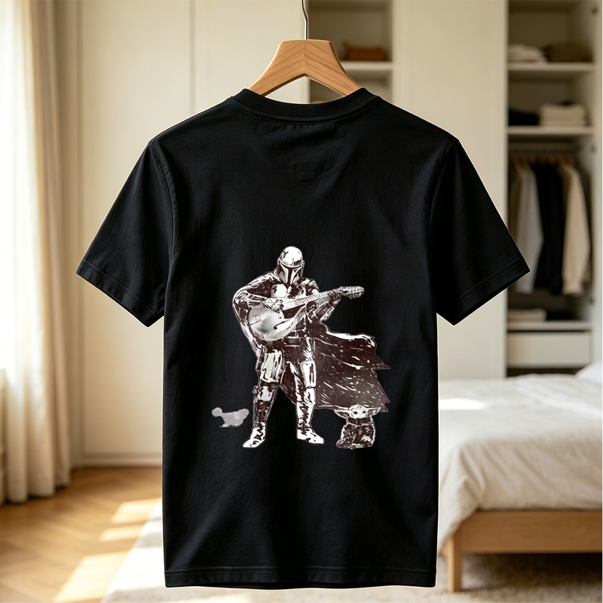 The Mandalorian Playing Mandolin with Grogu - Tee