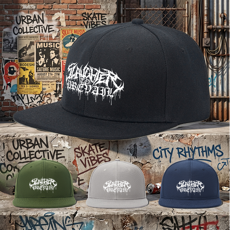 Flat Brim Baseball Cap Featuring Dripping Gothic Logo Print Streetwear Underground Skate Brand for Basketball Court Skate Park Urban Lifestyle Skaters Rappers Streetwear Enthusiasts