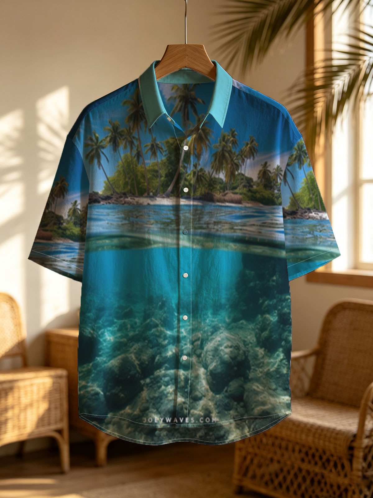 Tropical Island with Palm Trees and Crystal Clear Waters -  Shirt