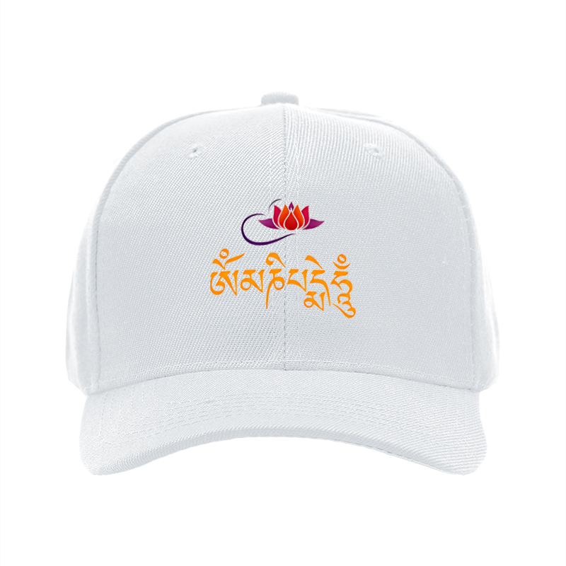 1pc New Baseball Cap with Lotus Flower and Tibetan Script Print Unisex Adjustable Hat for Outdoor Activities and Casual Wear Suitable for Adults and Teenagers