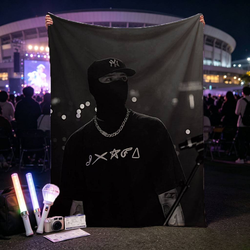 Lil Uzi Vert on Stage in Black and White Performance Shot - Blankets