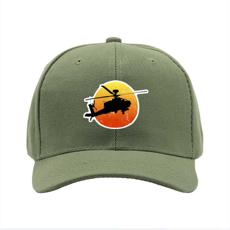 1pc New Baseball Cap Helicopter Silhouette Sunset Print Unisex Adjustable Hat for Outdoor Activities Men Women Casual Streetwear Fashion Accessories