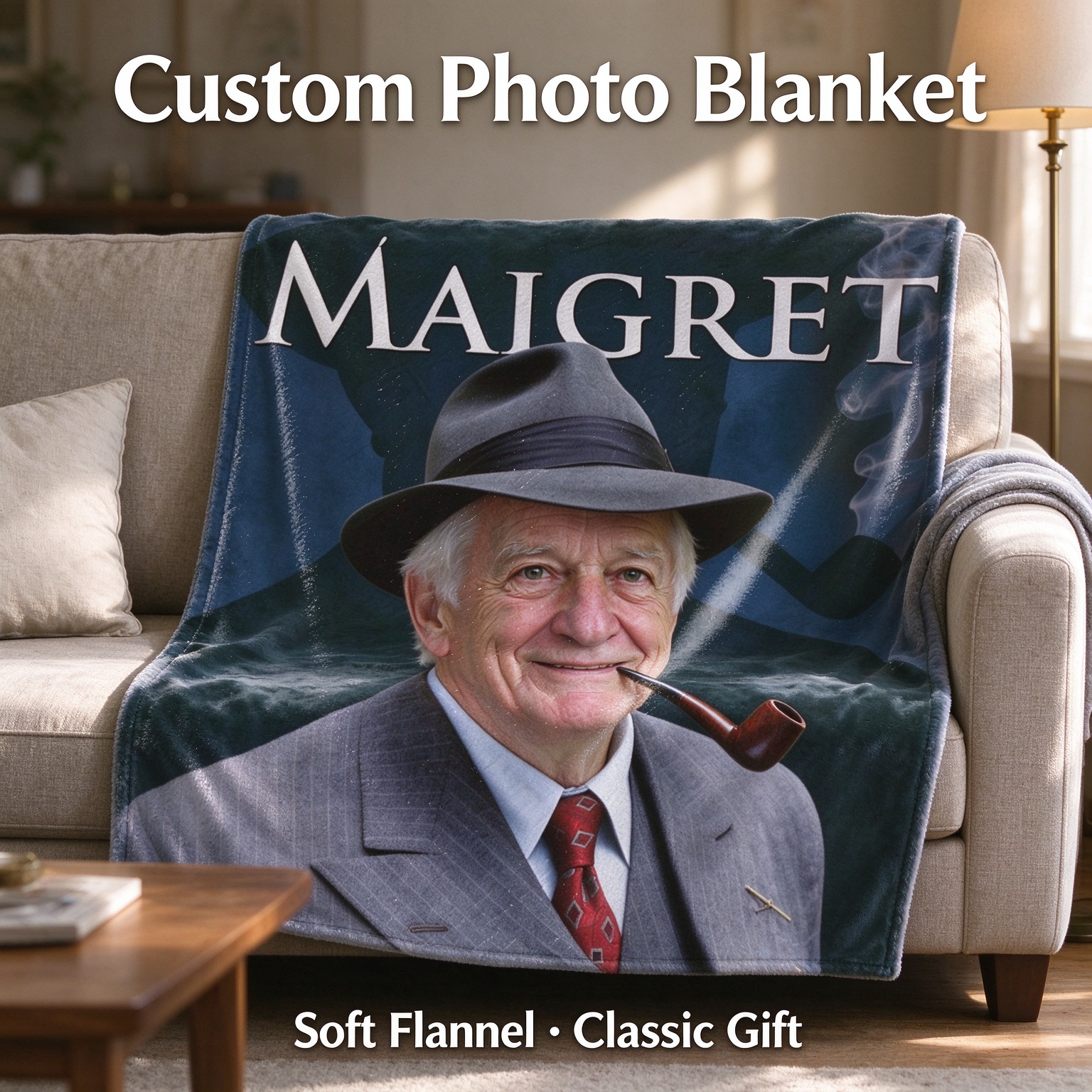 Custom Photo Face Blanket, Ultra Soft Flannel Throw with Picture Print, Ideal Personalized Gift for Bed and Couch