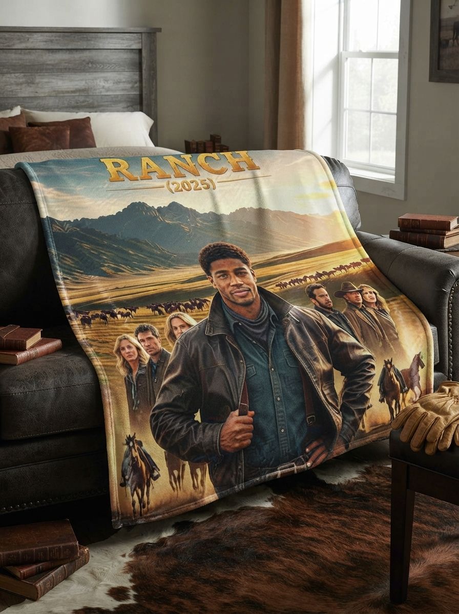 Custom Photo Face Flannel Blanket Personalized Western Cowboy Ranch Fleece Throw Soft Warm Bed Sofa Cover Ideal Gift