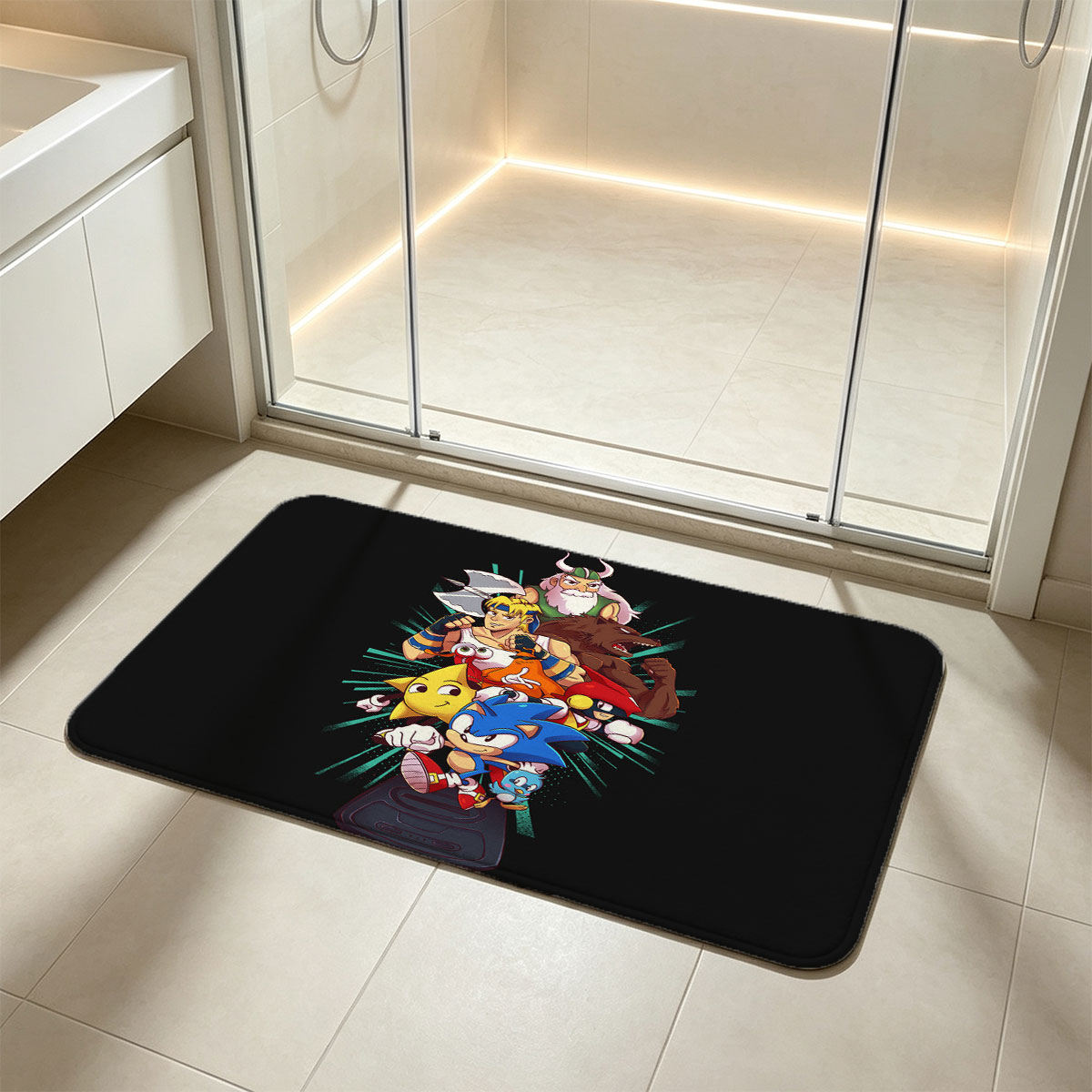 Sonic, Tails, Knuckles, and Friends: Iconic Characters from the Sonic the Hedgehog Universe - Flannel floor mat