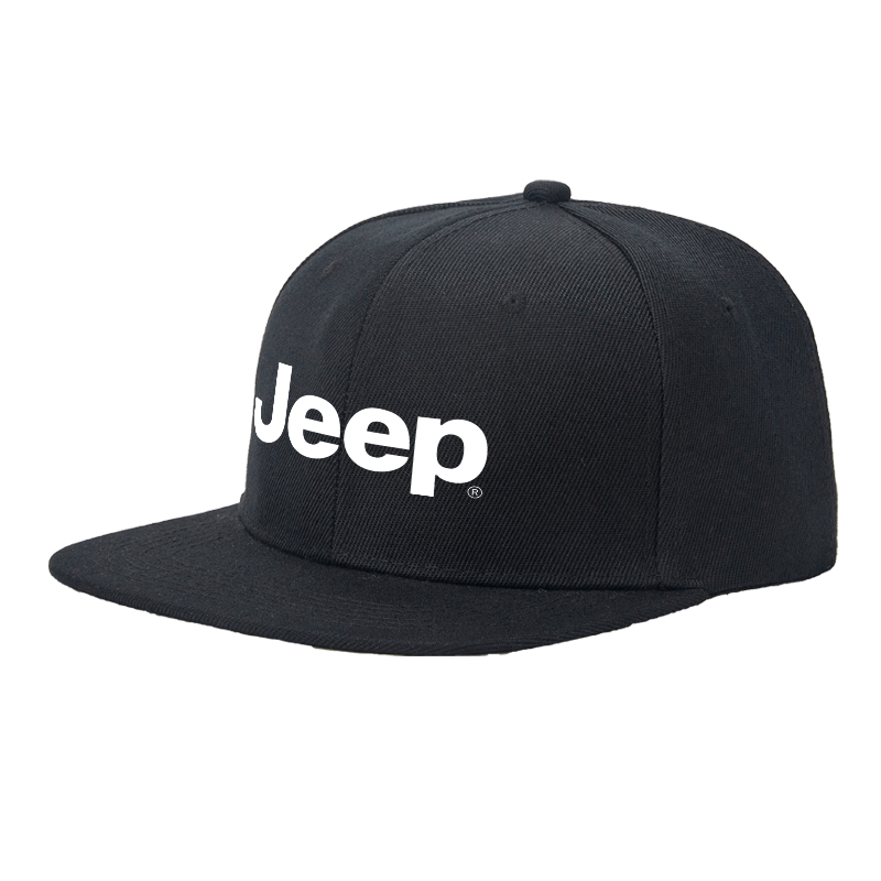 Flat Brim Baseball Cap Jeep Logo Print Streetwear Underground Skate Style for Basketball Court Urban Skate Park Skaters Rappers Streetwear Enthusiasts