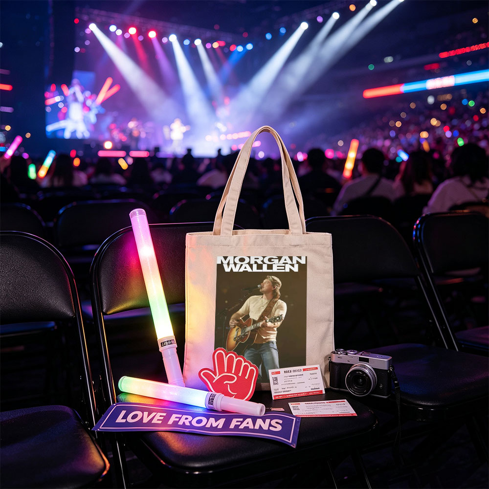 Morgan Wallen Live Performance Playing Acoustic Guitar on Stage - Canvas tote bags