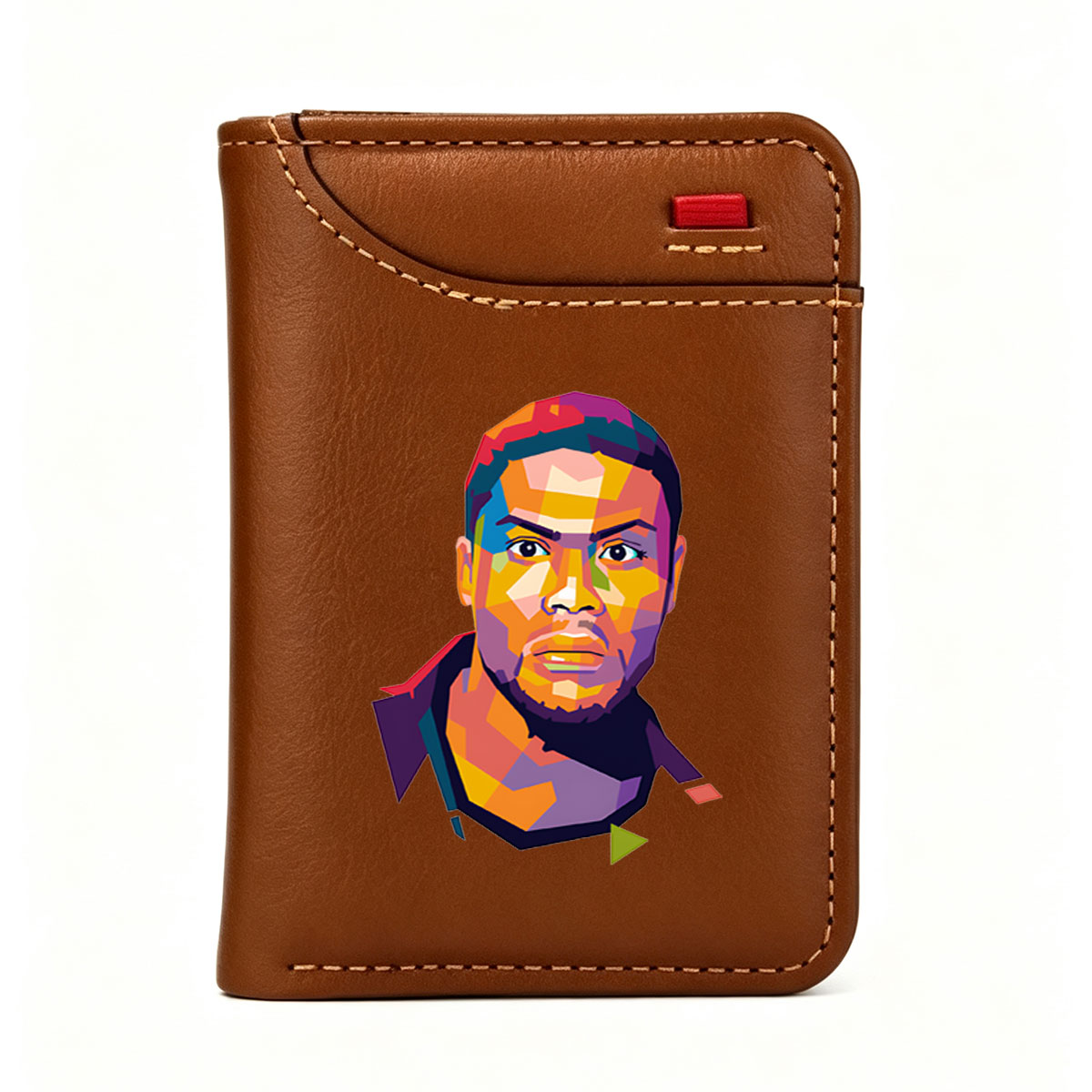 Colorful Geometric Portrait of a Man - Vertical Style Wallet