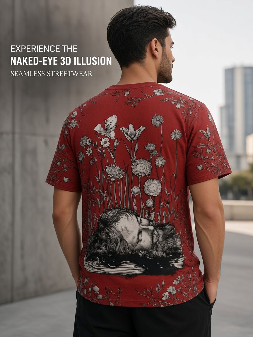 Floral Feminist Corpse 3D Optical Illusion Graphic Tee Breathable Athletic Mesh T-Shirt for Casual and Sports Wear