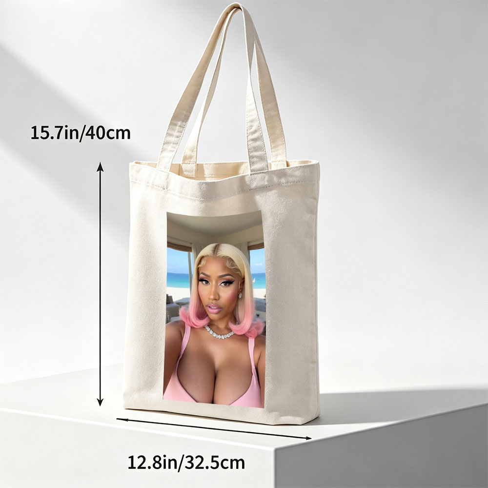 Cardi B Beachside Glamour in Pink Hair and Sparkling Jewelry - Canvas tote bags
