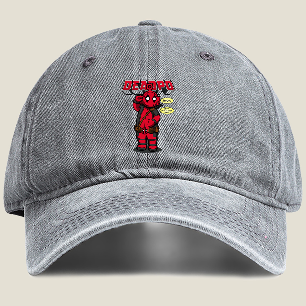 Deadpool Chibi Character Design - Washed Denim - Baseball Cap