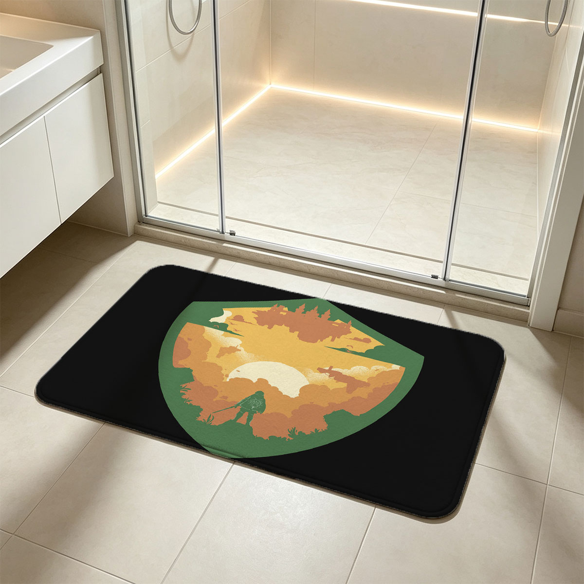 Link in Hyrule at Sunset - Flannel floor mat