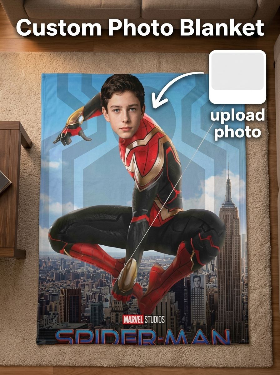 Custom Photo Face Superhero Flannel Blanket Ultra Soft Anti Pilling Throw Personalized Gift for Kids and Adults