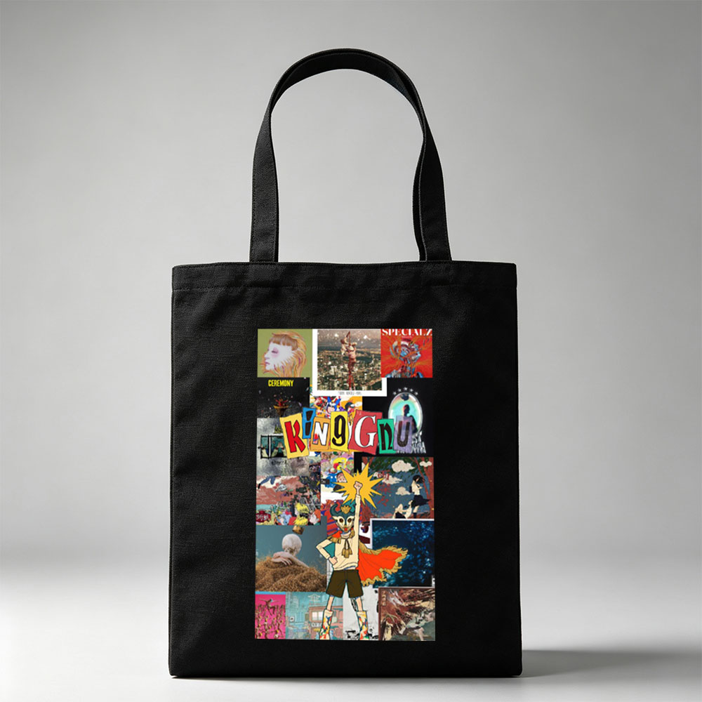 King Gnu Concert Performance with Vibrant Art Collage and Dynamic Character Design - Canvas tote bags