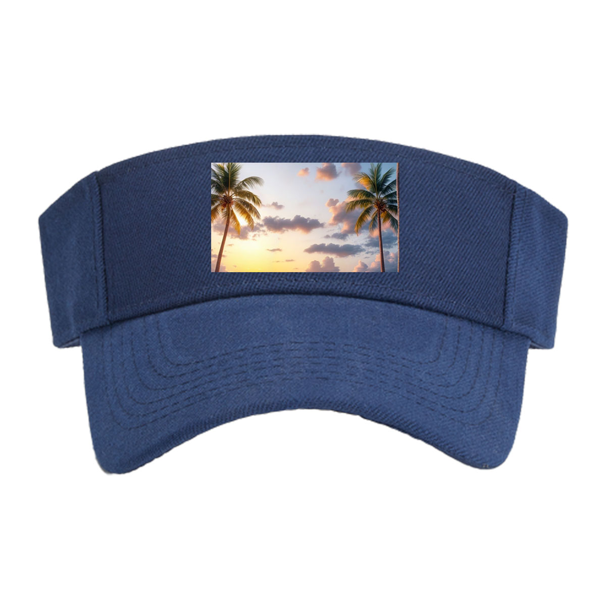 Tropical Sunset Beach with Palm Trees and Calm Ocean -  Visor cap