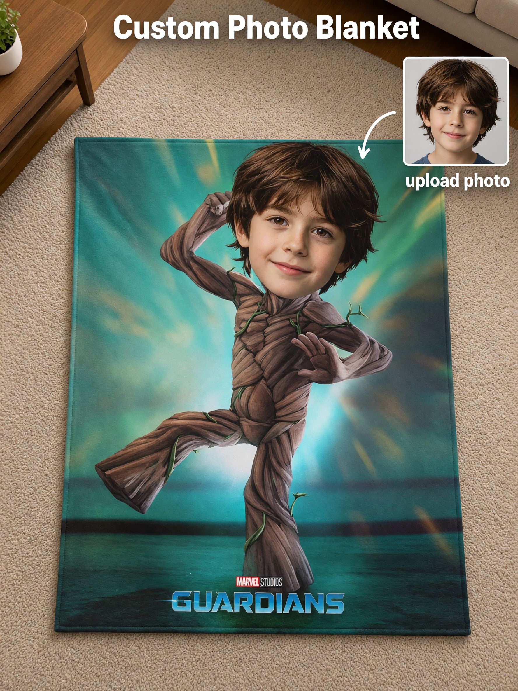 Custom Face Photo Flannel Throw Blanket Personalized Hero Fleece Blanket Warm Soft Keepsake Gift for Kids and Adults