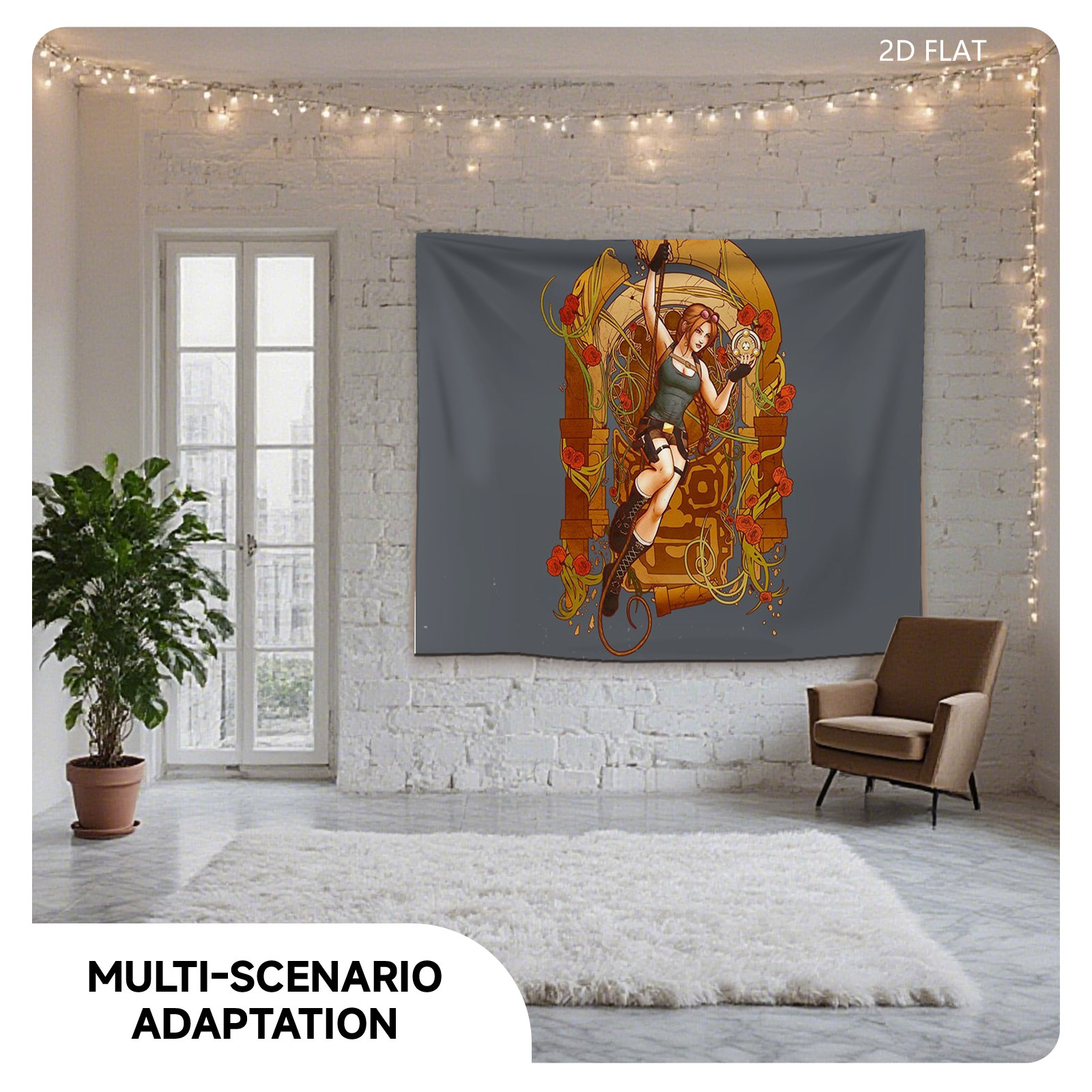 Lara Croft: Tomb Raider - Adventurous Explorer with Compass and Whip - Tapestry