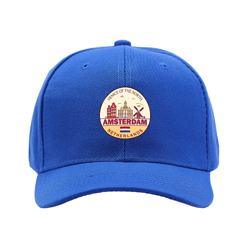 1pc New Baseball Cap Amsterdam Cityscape Print Venice of the North Design Unisex Adjustable Hat for Travel Outdoor Activities Adults and Teens