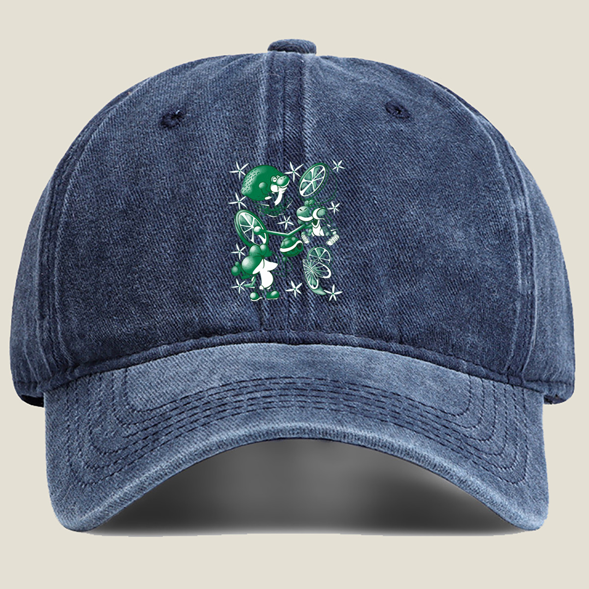 Yoshi and Lime Adventure - Washed Denim - Baseball Cap