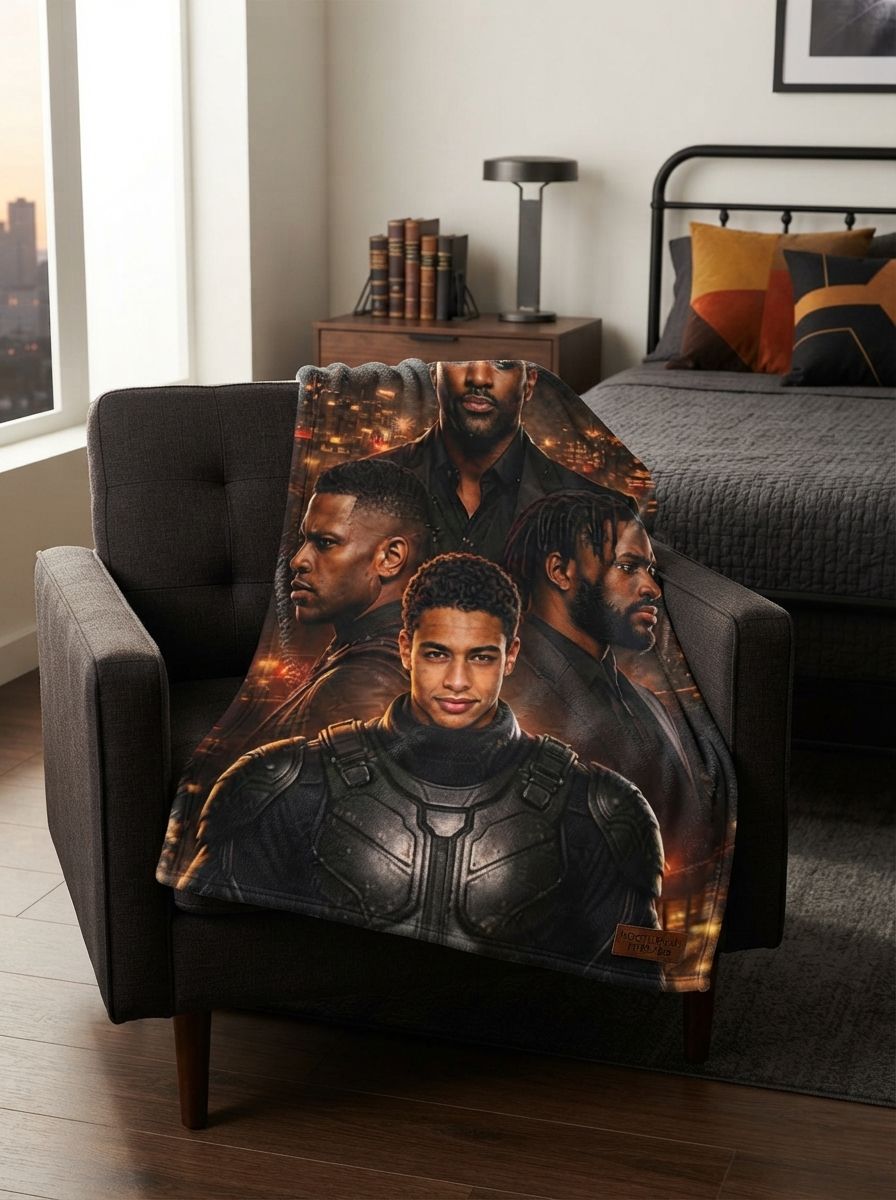 Custom Face Portrait Photo Blanket Personalized Cinematic Hero Character Soft Flannel Throw for Bed Couch and Travel