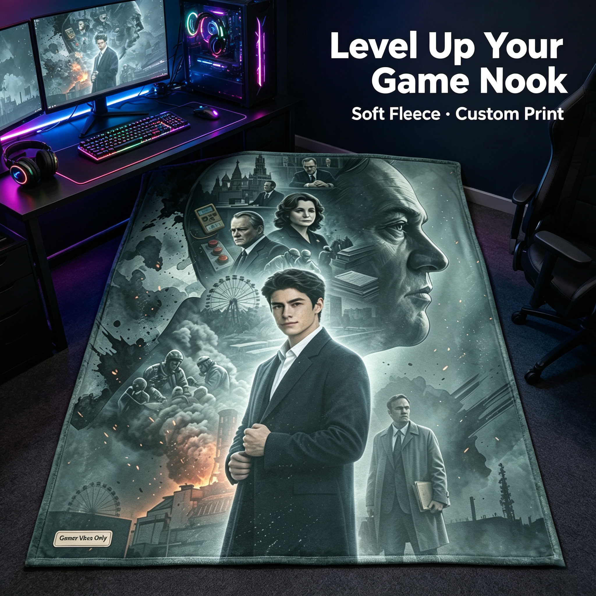 Custom Face Blanket Featuring Iconic Characters from a Dramatic Historical Thriller Series Flannel Blanket Perfect for Cozy Nights at Home or as a Unique Gift for Fans of Classic Cinema and Mystery Storytelling
