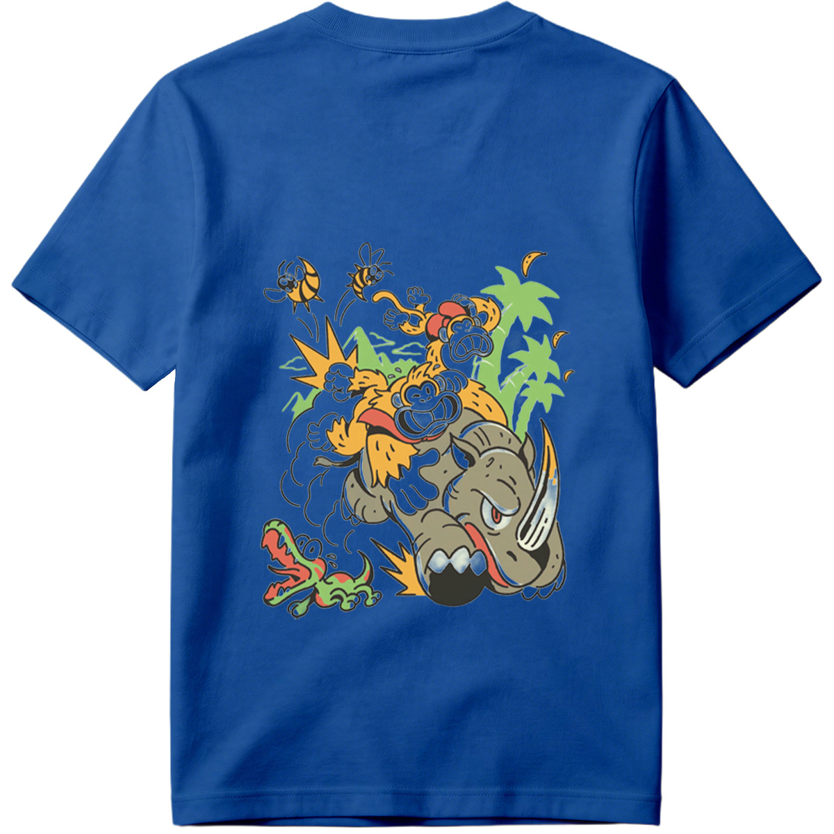 Donkey Kong and Diddy Kong Ride a Rhinoceros Through Jungle Chaos - Tee