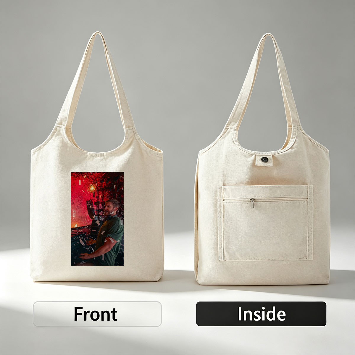 Calvin Harris Live Performance with Confetti and Red Lighting Effects - Canvas shoulder bags/