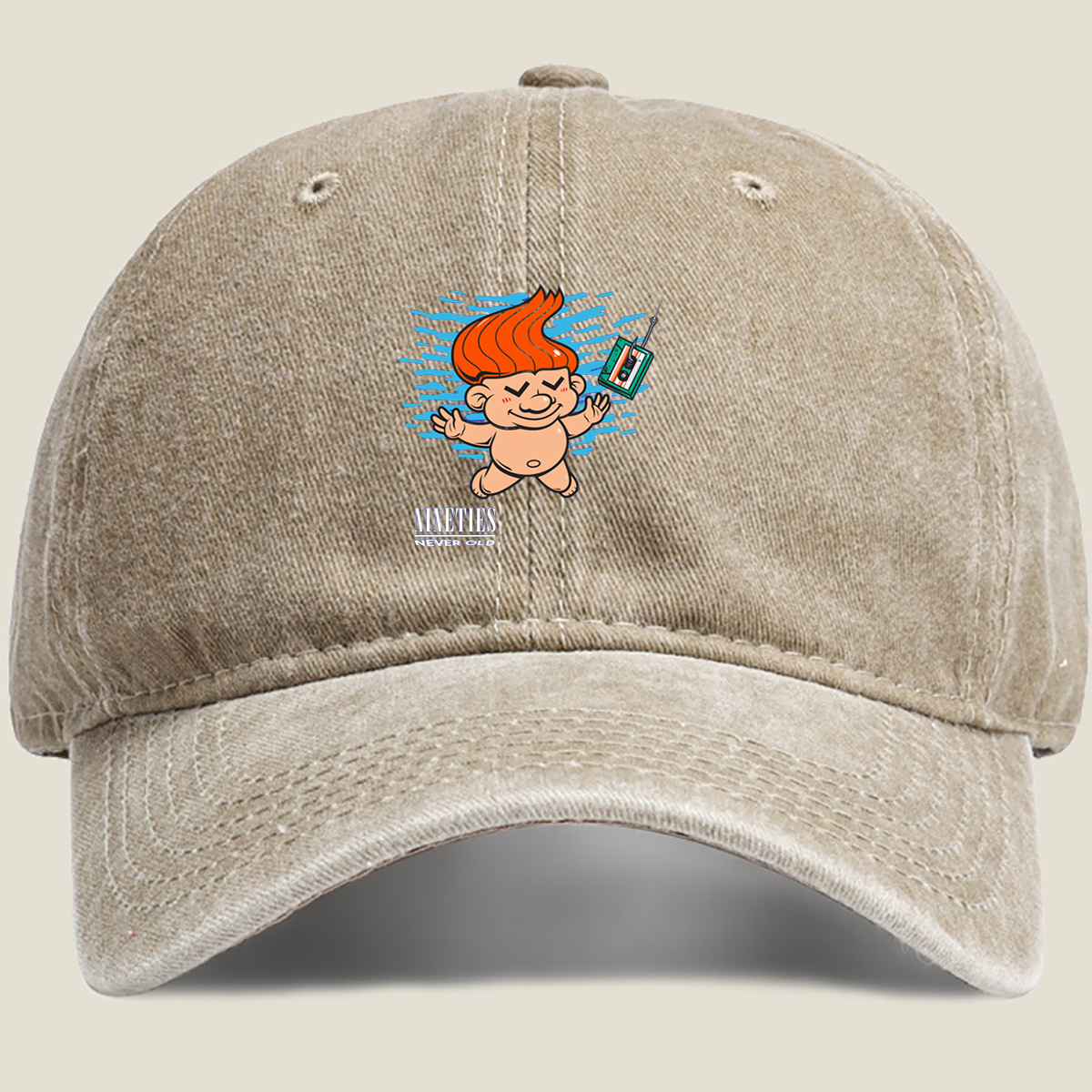 Nineties Baby with Cassette Tape - Washed Denim - Baseball Cap